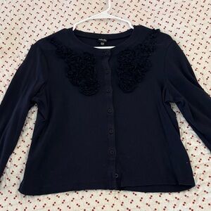 Rafaella Black Cardigan with Floral Accents